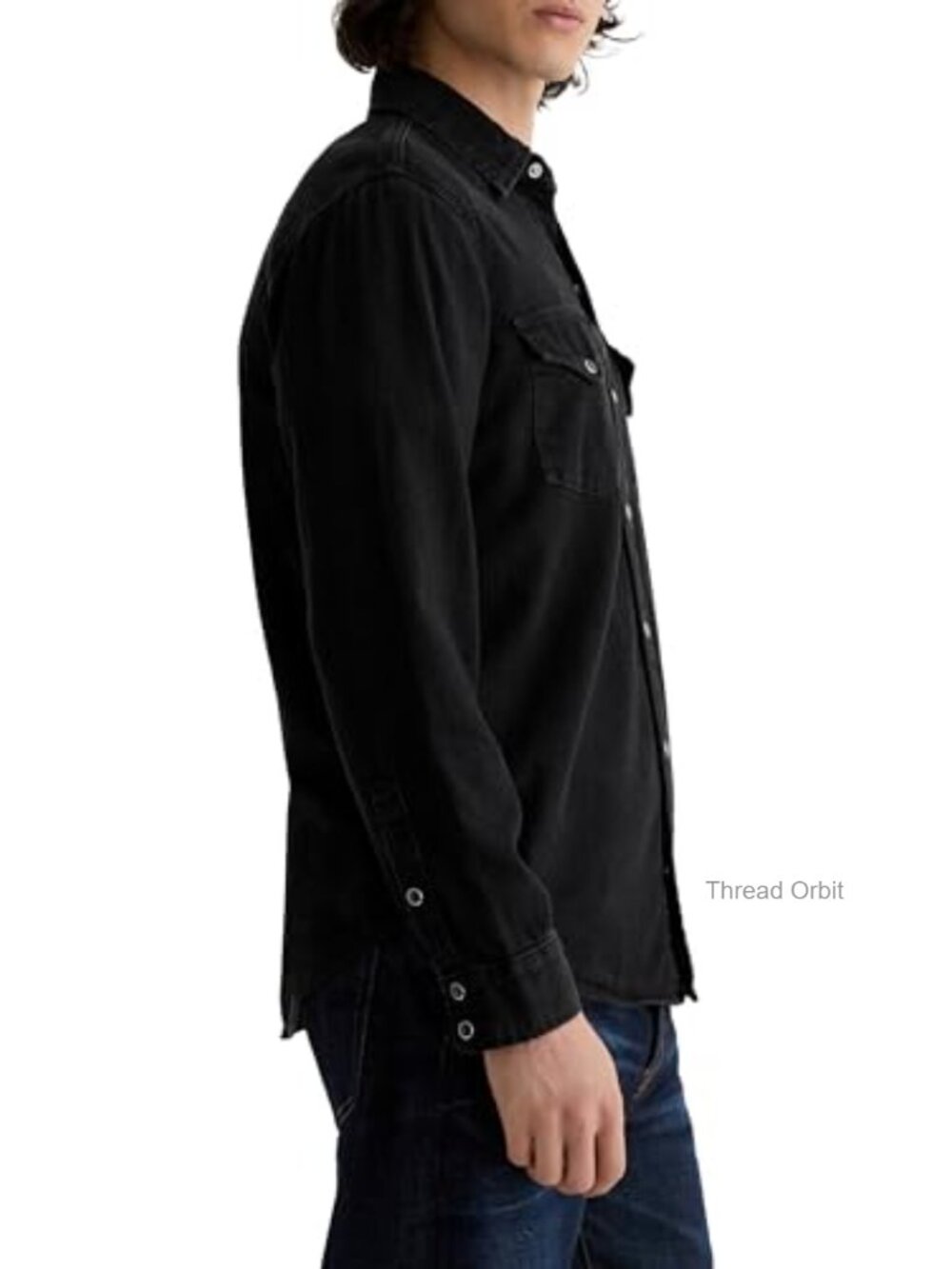 Classic Fit Western Button Down Shirt - Cotton Denim - Picture 2 of 6